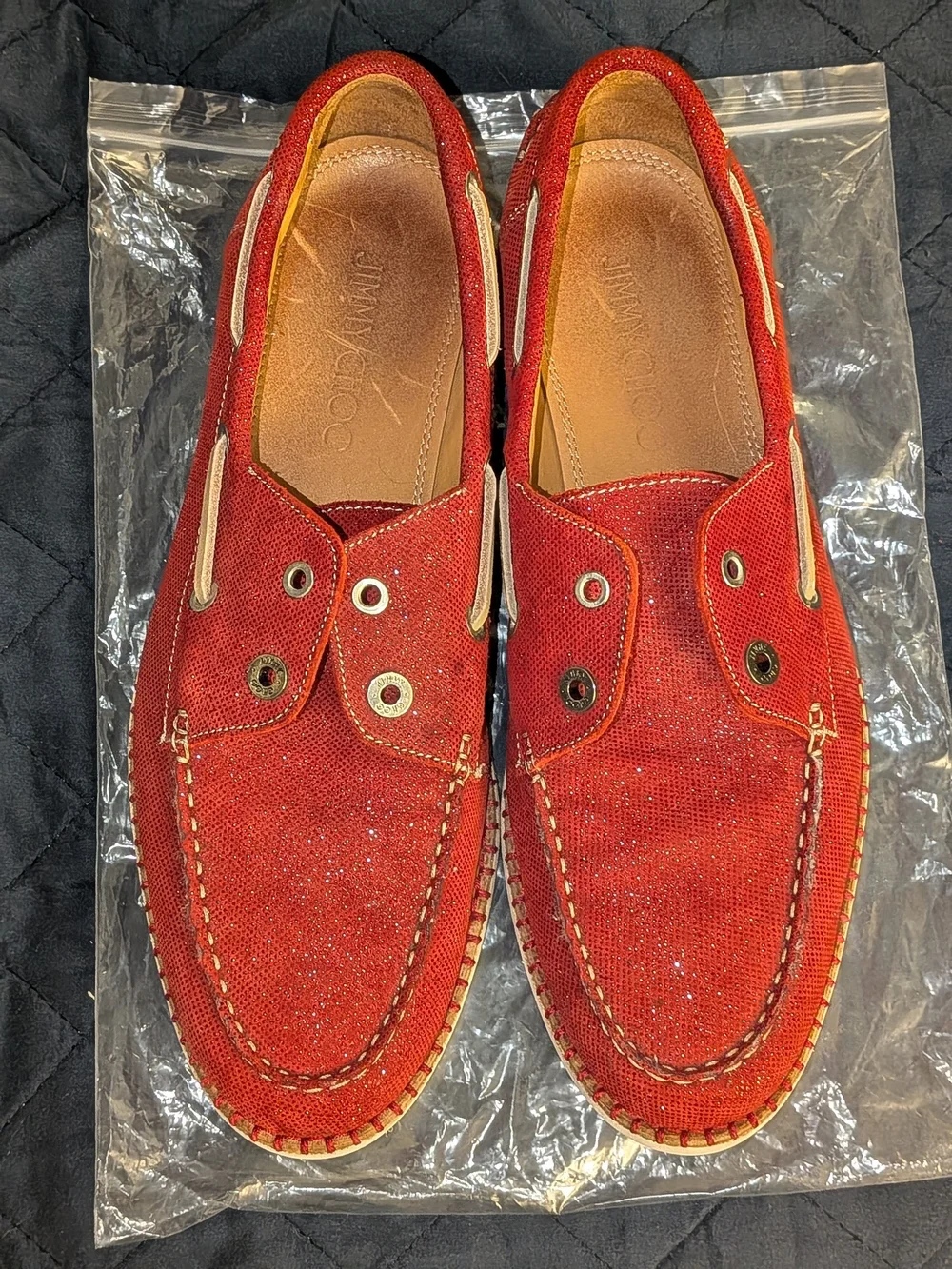 Jimmy Choo Red Men’s Slip-On Boat Shoes